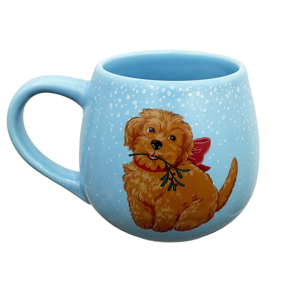 Goldendoodle Puppy Light Blue Mug Dessert Cup Soup Mug 6"W x 4"T